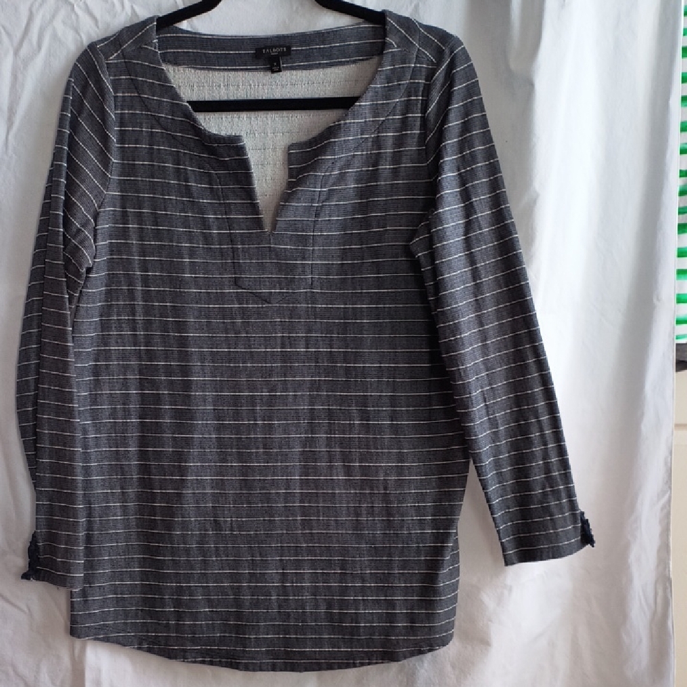 Talbots Charcoal Striped Blouse